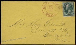USA 1877 Colorado LAKE CITY COLO Maltese Cross Cover CONTENTS to Everett N 88113