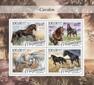 MOZAMBIQUE - 2016 - Horses - Perf 4v Sheet - Mint Never Hinged