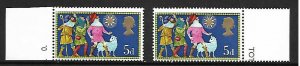 Sg 813g&h 1969 5d Christmas Phosphor Omitted & reverse feed perfs UNMOUNTED MINT 