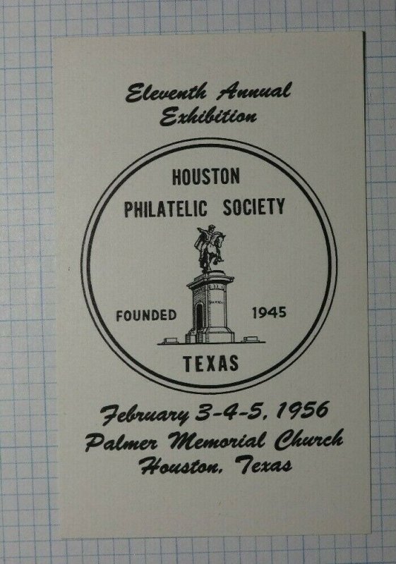 HPS Exhibition 1956 Palmer Memorial Church TX Philatelic Souvenir Ad Label