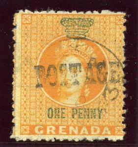 Grenada 1883 QV 1d orange & green (wmk sideways) very fine used. SG 27. Sc 16.