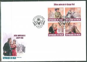 NIGER 2013 200th BIRTH ANNIVERSARY OF GIUSEPPE VERDI  SHEET FDC