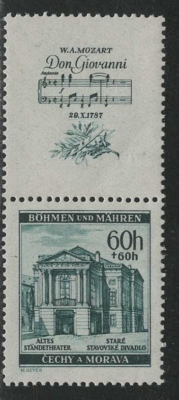 Bohemia and Moravia Scott # B6, label, mint nh, se-tenant, Mi# SZd32