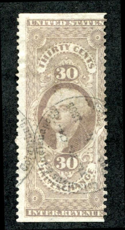 U.S. R52b used, 30c Inland Exchange, Lilac, part perf