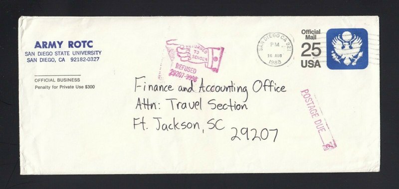 UO77, UPSS #OM16-50A USED OFFICIAL Envelope - REFUSED - UNUSUAL 