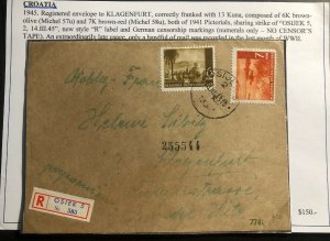 1945 Osijek Croatia German Occupation WW2 Censored Cover To Klagenfurt