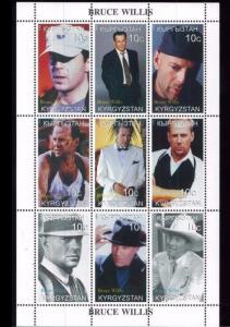 BRUCE WILLIS Mini Sheet of 9 MNH Kyrgyzstan - E39