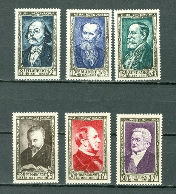 FRANCE 1952 PORTRAITS #B267-272 SET MHH...45.00