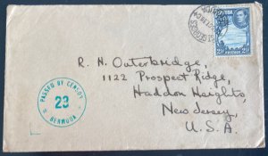 1939 St George Bermuda Registered Censored Cover To Haddon Heights NJ Usa