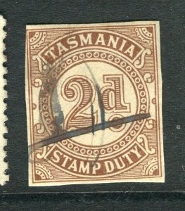 AUSTRALIA; TASMANIA 1900s early classic Stamp Duty Revenue issue used 2d.