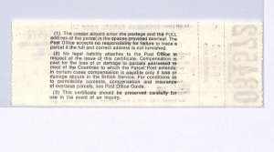 GB Durham OVERSEAS PARCEL POST LABEL 1980 *Sunderland* SPECIMEN {samwells}XG216