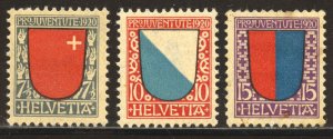 Switzerland Scott B15-B17 Unused HRMOG - 1920 Semi-Postals Set - SCV $16.25