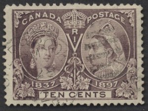 Canada #57 10c Victoria Jubilee VF Centered Light Sherbrooke QUE Duplex Cancel