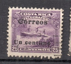 Costa Rica 1907 Early Issue Fine Used 1c. Surcharged NW-231945