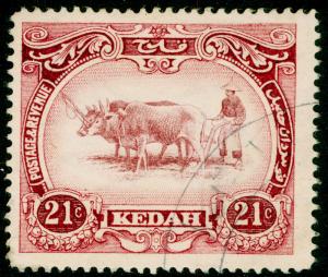 MALAYSIA - Kedah SG22, 21c mauve & purple, FINE USED. Cat £70.