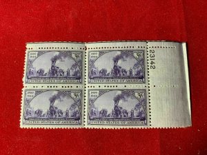 SCOTT 922 MNH 3 CENT PLATE BLOCK OF 4,- 1944, RAILROADS ISSUE