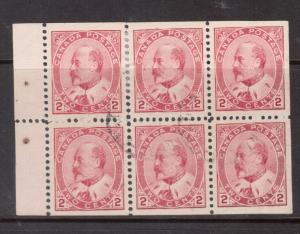 Canada #90b VF Used Rare Booklet Pane **With Certificate**