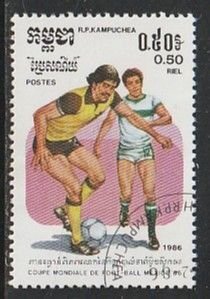 1986 Cambodia - Sc 646 - used VF - 1 single - World Cup Soccer