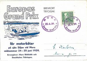 18911 - SWEDEN - POSTAL HISTORY - Event POSTMARK & CARD Motorboat Grand Prix