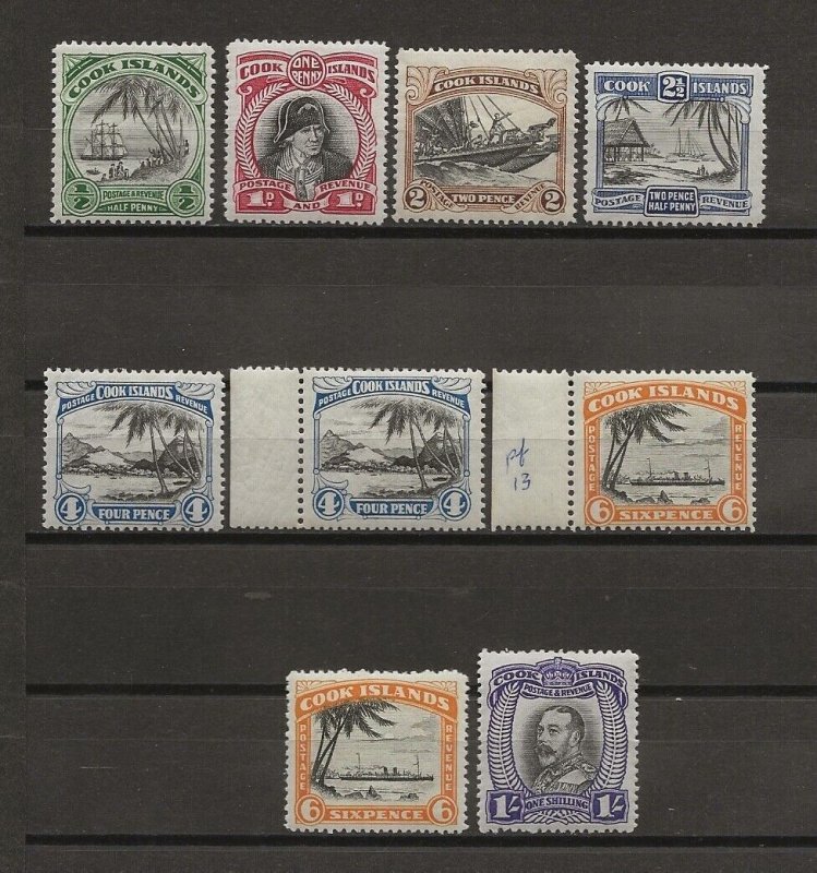 COOK ISLANDS 1932 SG 99/105 + 103a/104a MNH