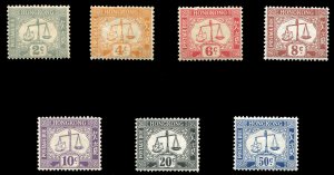 Hong Kong #J6-12 (SG D6-12) Cat£90, 1938-47 Postage Dues, set of seven, ligh...