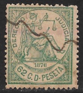 SPANISH ANTILLES CUBA PUERTO RICO 1876 62c Judicial Revenue AA117 VFU