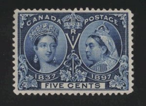 Canada Sc #54 (1897) 5c deep blue Victoria Diamond Jubilee Mint VF H