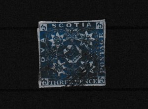Nova Scotia QV 1851 3d Blue Imperf SG2u Cat £170 Fine Used BP14714