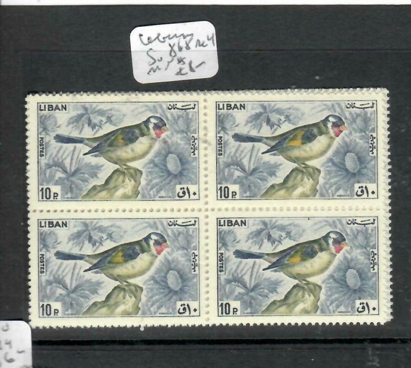 LEBANON (P0106B)  BIRD SG 868   10P  BL OF 4   MNH