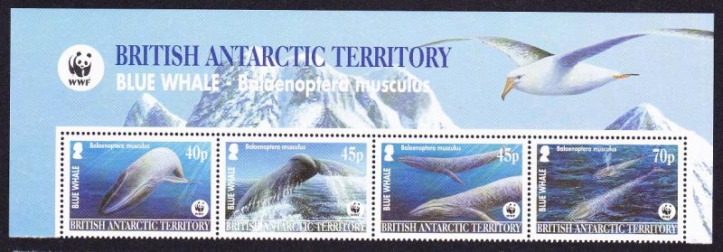 BAT WWF Blue Whale Top Strip SG#361/64 SC#326-29 MI#353-56