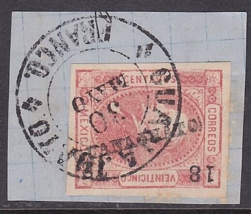 MEXICO 1872 25c imperf GUANAJUATO 18-72 fine used on piece.................A2289