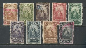 1910 Alberta various Law stamps to $5 used