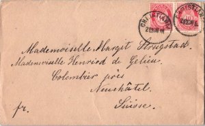 Norway 10o Numeral and Crown (2) 1923 Christiania to Neuchatel, Switzerland. ...