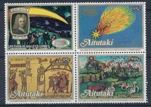 [BIN2793] Aitutaki 1986 Halley's Comet good block of 4 stamps very fine MNH