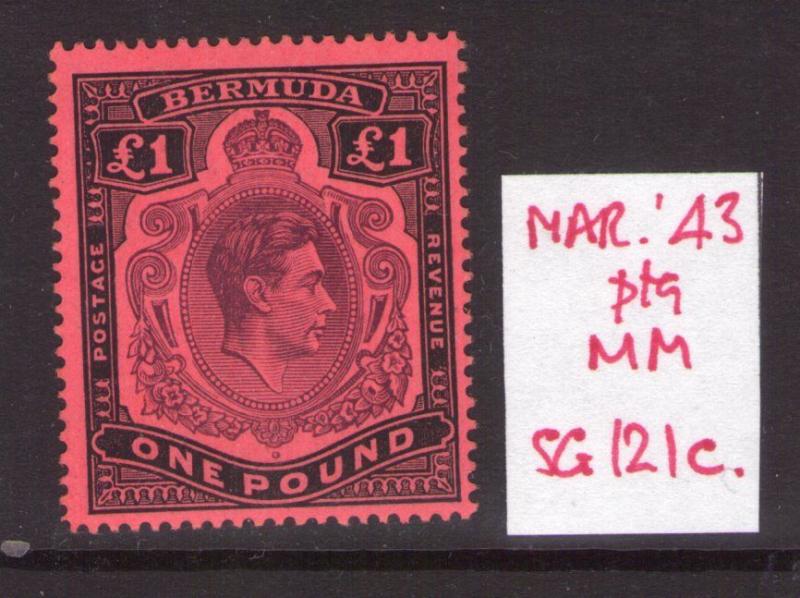 BERMUDA George VI SG121c March. 43 Ptg  lightly hinged fresh colours.