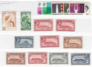 GIBRALTAR 1930-1950S SELECTION OF 16 MINT INCLUDES POUND VALUE K. GEORGE V & VI