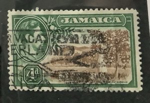 Jamaica 1938/51 Scott 122 used - 4p,  King George VI & Citrus Grove