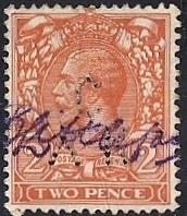 Great Britain #190 2P King George 5, Precancel used stamp VF