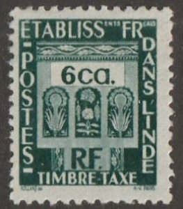 French India, stamp, Scott#J21,  mint, hinged,  6 ca,