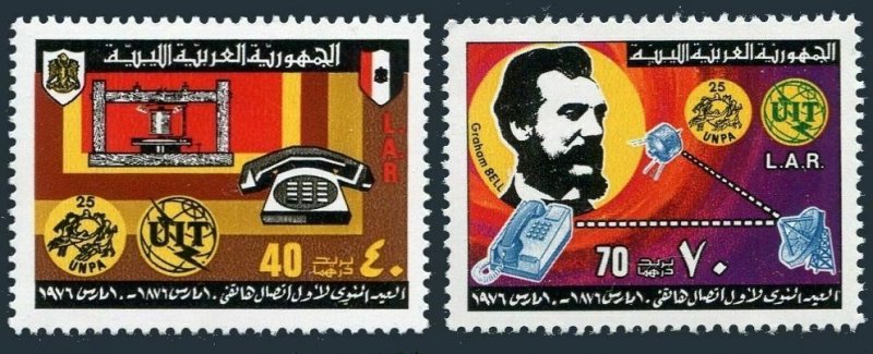 Libya 600-601,MNH.Michel 513-514. Alexander Graham Bell,1976.ITU,UPU. 
