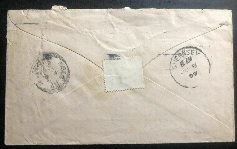 1909 Auckland New Zeland Cover To Guernsey Channel Islands England Via Suez
