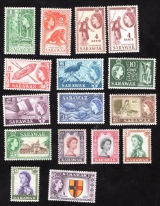 MOMEN: SARAWAK SG #188-202,190a 1955 MINT OG NH £120++ LOT #65333