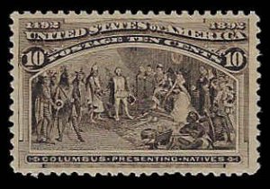 U.S. #237 Unused OG LH; 10c Columbus with Natives (1893)