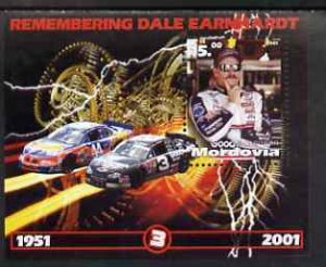 MORDOVIA - 2001 - Dale Earnhardt-Perf Souv Sheet-Mint Never Hinged-Private Issue