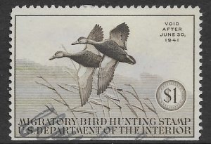 US  RW -7   1940 Fed. Duck Stamp fine used w/se