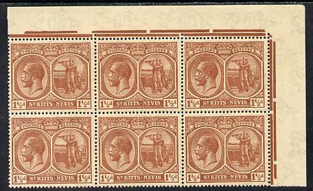 St Kitts-Nevis 1921-29 KG5 Script CA Columbus 1.5d brown ...