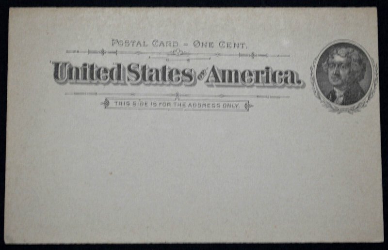 1894 US Sc. #UX12 mint postal card, good condition with mild corner wear