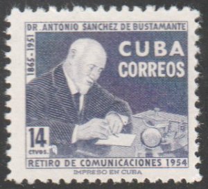 1955 Cuba Stamps Sc 546 Dr Antonio Sanchez de Bustamante  NEW