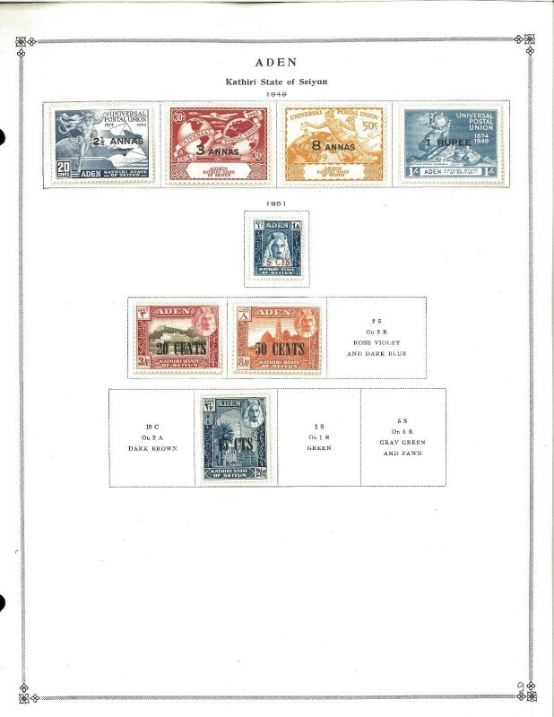 Aden 1937-1963 M & U in Mounts on Scott International Pages.