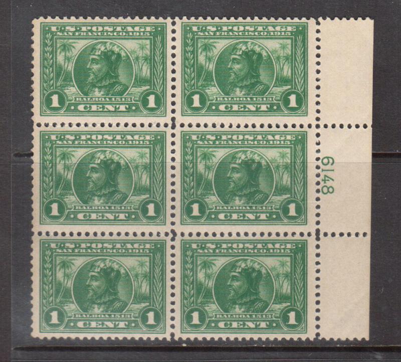 USA #397 Very Fine Never Hinged Plate Block Of Six